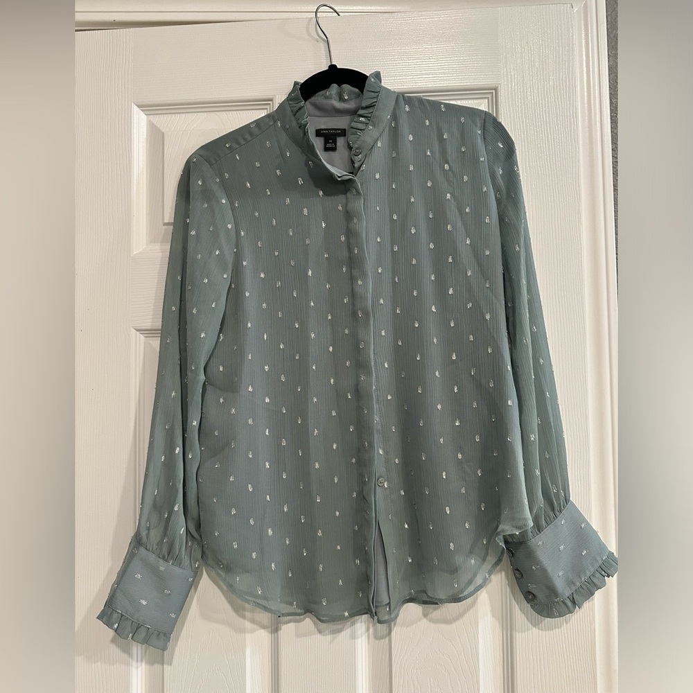 Ann Taylor silver blouse, size XS